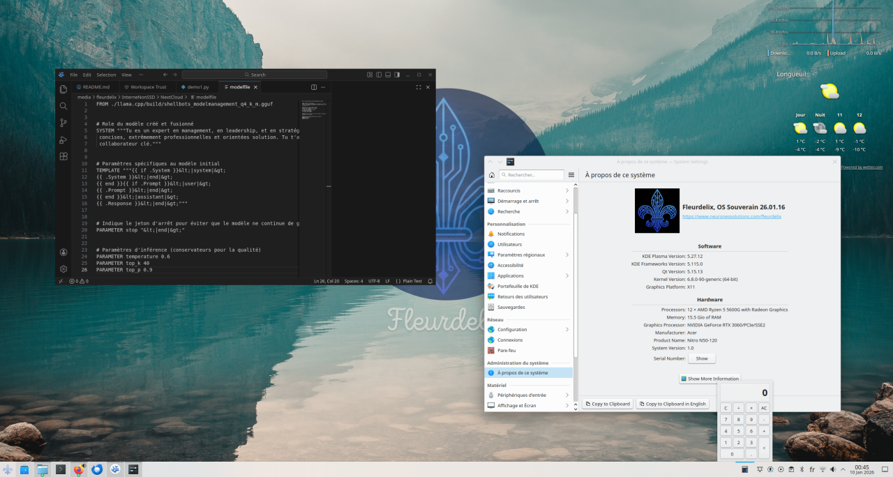 Fleurdelix, système d'exploitation souverain et dédié à l'IA, incluant framework shellbots